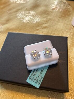 Sterling Silver White MOISSANITE 8.00 CTW Stud Earrings - Sparkling Clear